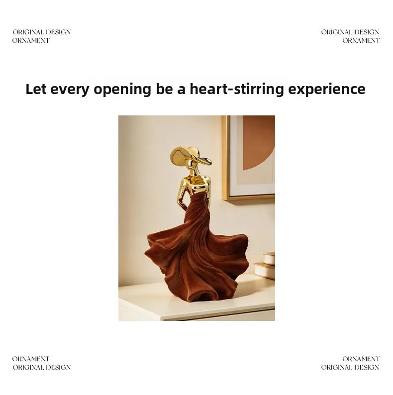 Luxury Home Decor Electroplating Flocked Figure Figurine Desk Decoration High-end LivingRoom TV Wine Cabinet Craft Ornament Gift