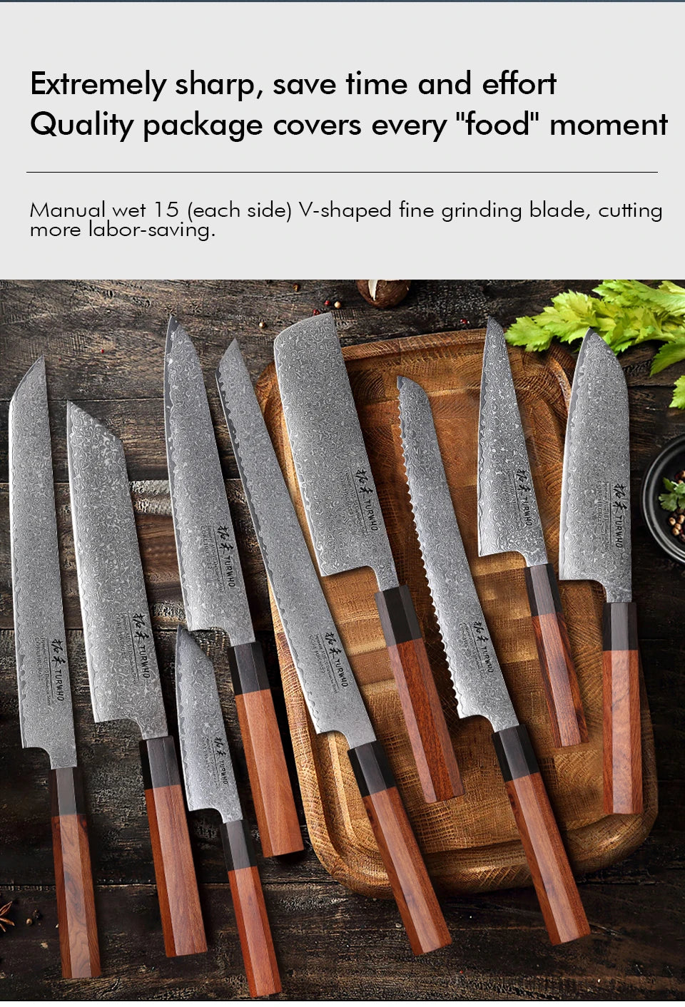 TURWHO Hand Forged Japanese Chef Knife Damascus Steel Kitchen Knives Santoku Sashimi Bread Utility Handmade Blade Cooking Tools