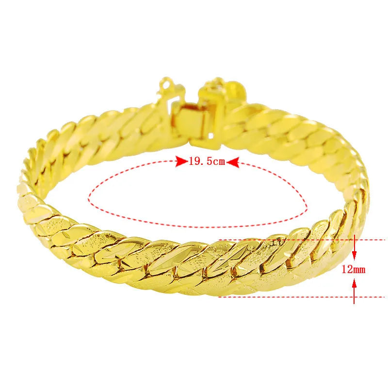 Luxury 24K 9999 Pure Gold real gold Aggressive Men's Bracelet