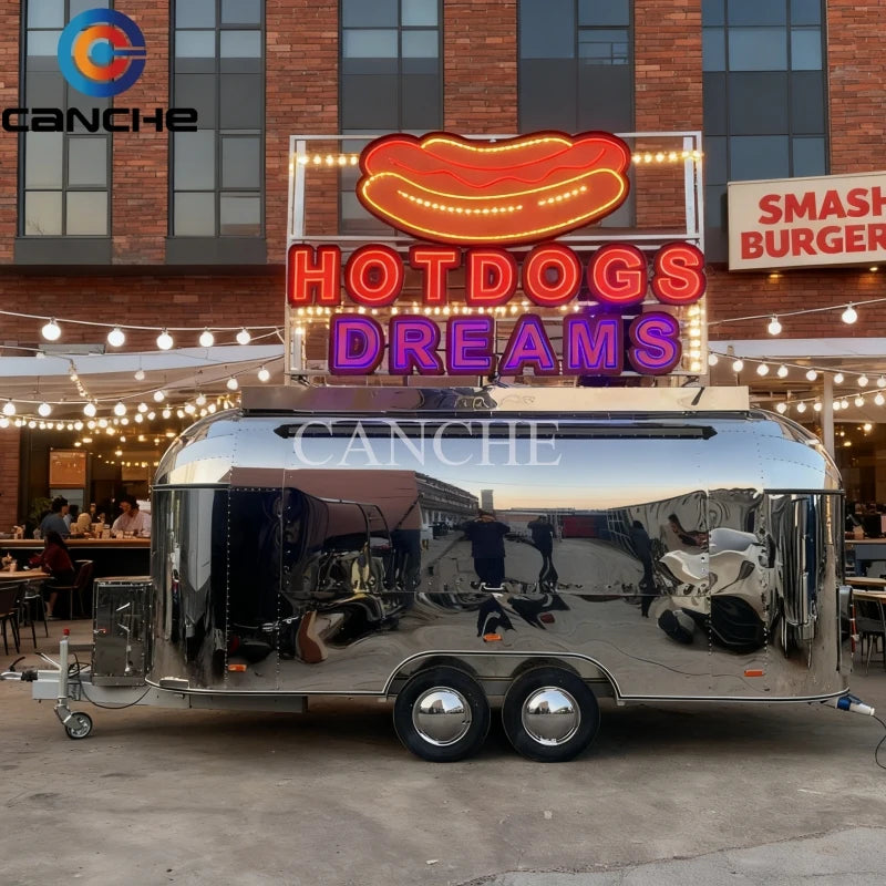 Mobile Food Trailer With Full Kitchen Hot dog Burgers Cart Mobile Street Fast Food Van