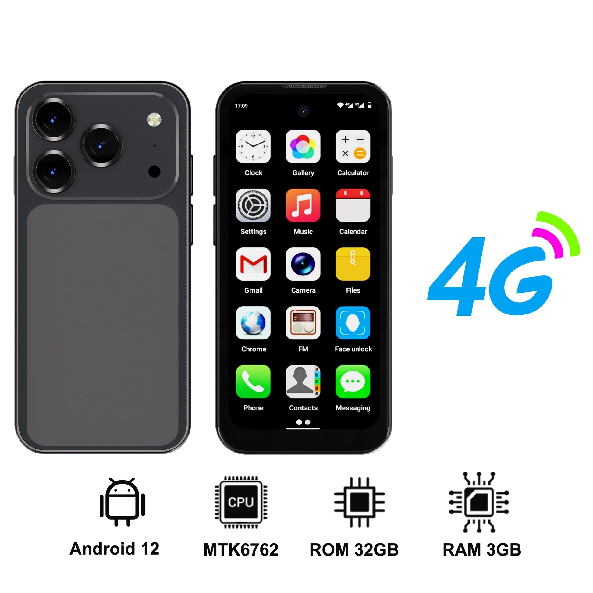 SERVO 19 Air 4G LTE Mini Smartphone Android 12.0 System 6GB+128GB Play Store Face Unlock GPS Dual SIM 3.88" Small Smart Phones