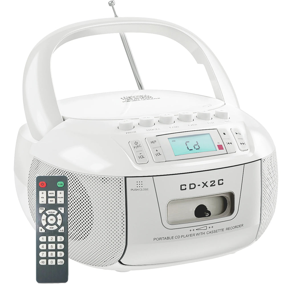 CD cassette boombox combo with bluetooth and AM FM radios,portable cd tape recorder with USB,DC AC powered