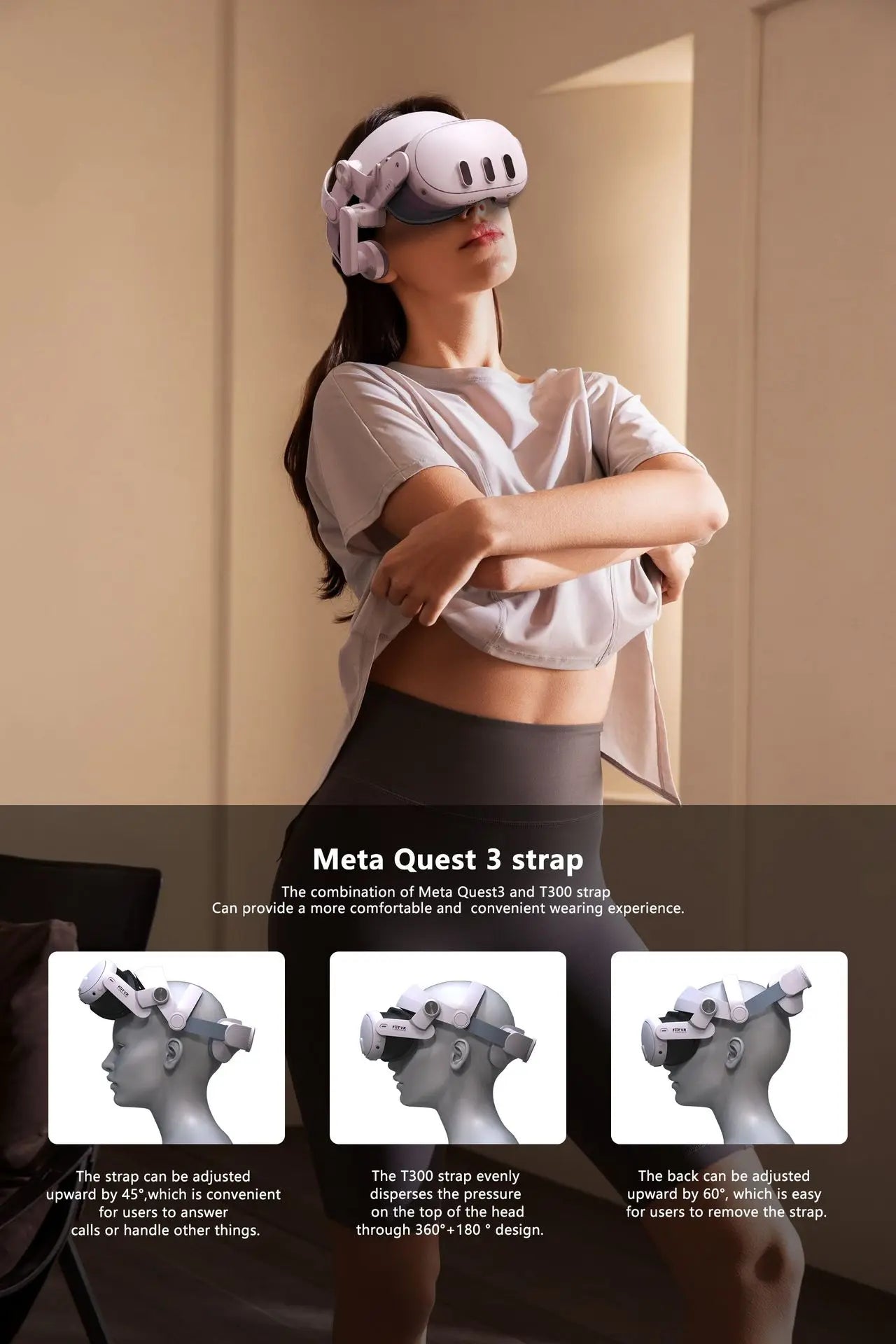 T300 Adjustable VR Head Strap For Meta Quest 3 Improve Comfortable Elite Replacement Headwear For Quest 3 Accessories