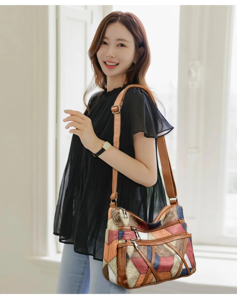 Soft Leather Purses and Handbags Casual Shoulder Crossbody Bags for Women 2024 Vintage Multi-pocket Ladies Messenger Bags Design