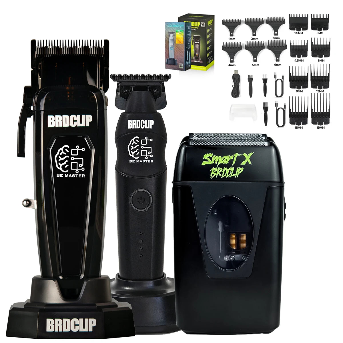 WMARK NG-8613KIT BRDCLIP Barber Set Professional Men's Hair Clipper Trimmer Set DLC Blade Electric Machine Barber Charging Base