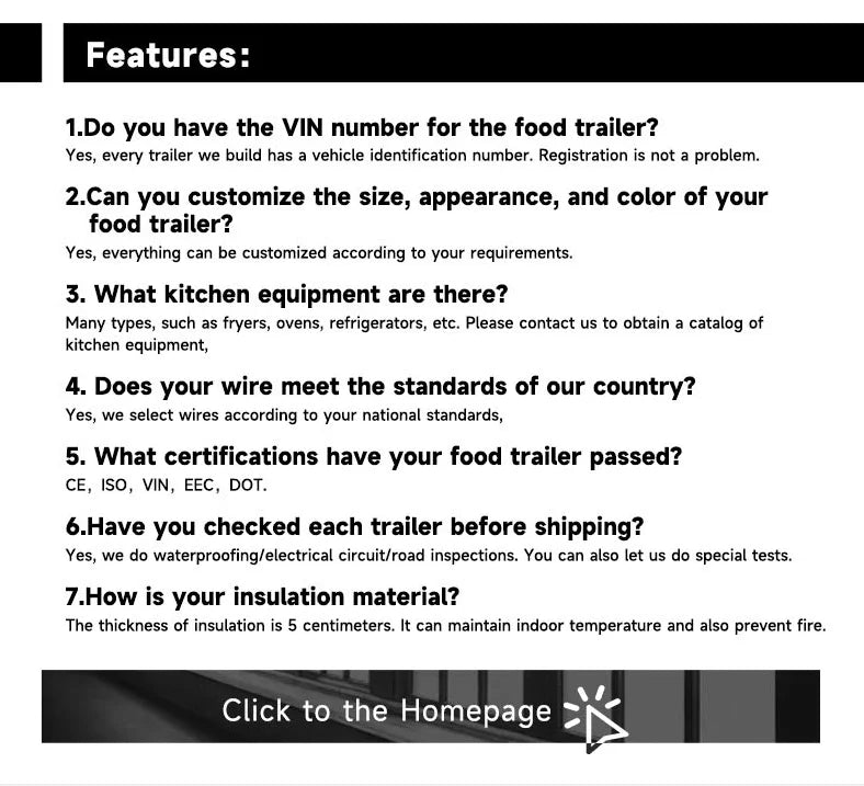 Mobile Food Trailer With Full Kitchen Hot dog Burgers Cart Mobile Street Fast Food Van