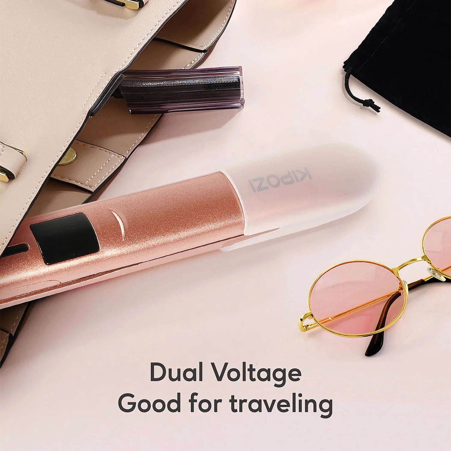 KIPOZI Perfect For Any Hair Type Titanium Flat Iron Hair Straightener with Digital LCD Display Dual Voltage Instant Heating Iron