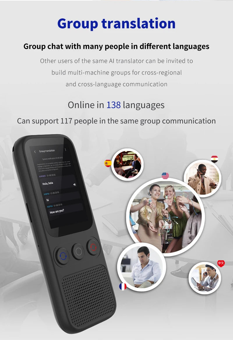 Language Translator Device Portable Translator 148 Languages Real-time Recording Translation WIFI Ai ChatGPT Translate Machine