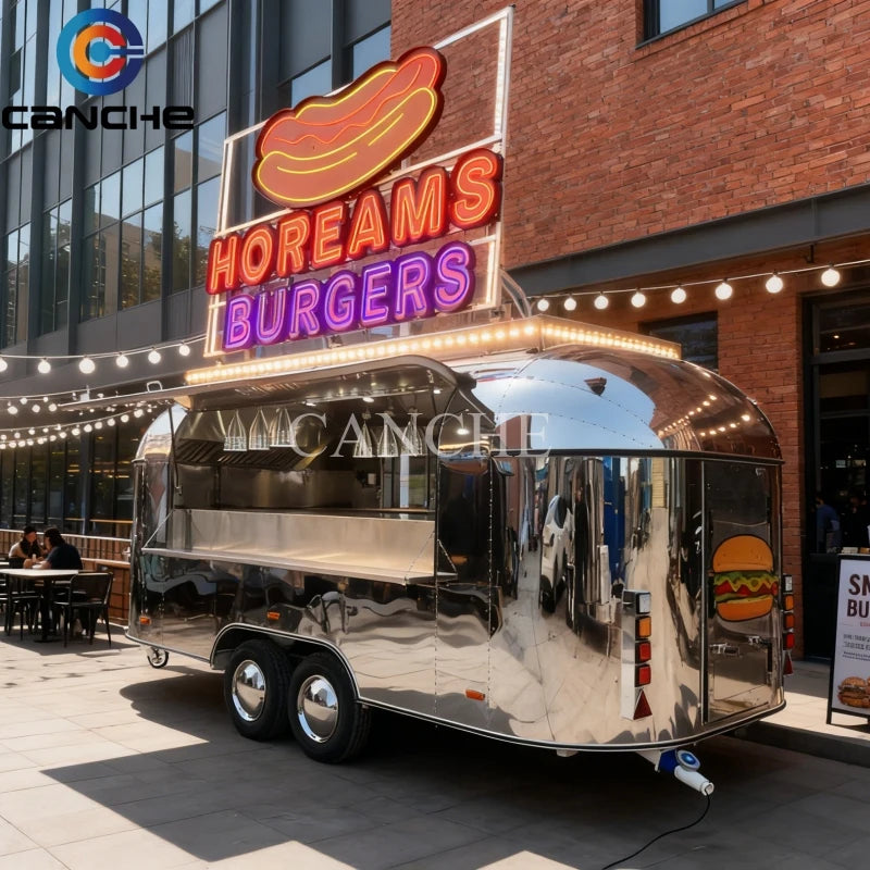 Mobile Food Trailer With Full Kitchen Hot dog Burgers Cart Mobile Street Fast Food Van