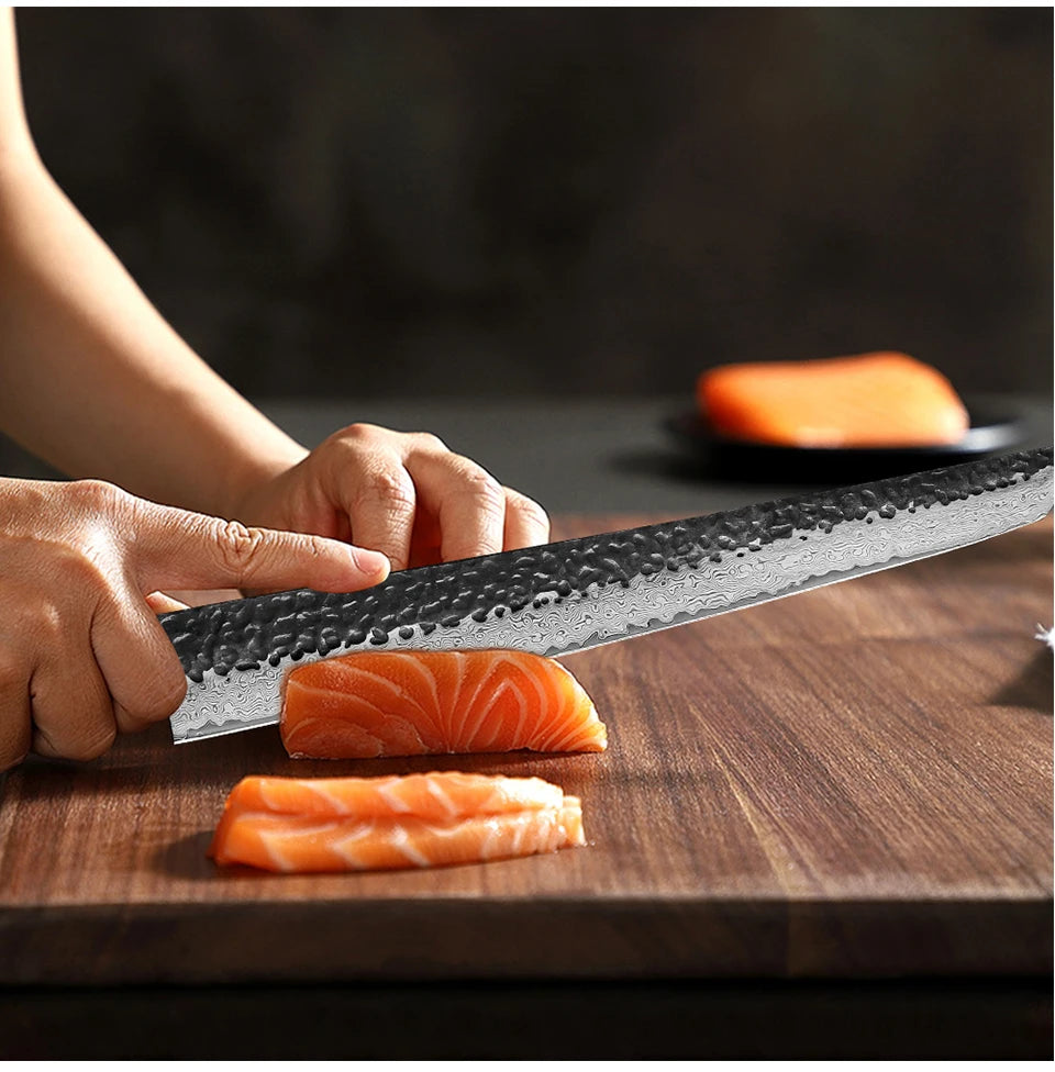 TURWHO 10.5 Inch Professional Sashimi Knife Japan 67 Layer Damascus Chef's Knife Super Sharp Cutting Sushi Salmon Kitchen Knives