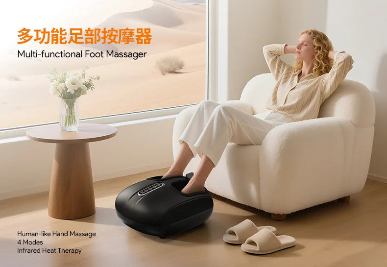 Jinkairui Automatic Foot Massage Machine with Fully Wrapped Rollers Sole Kneading Airbag Pressing Relaxation Foot Massager