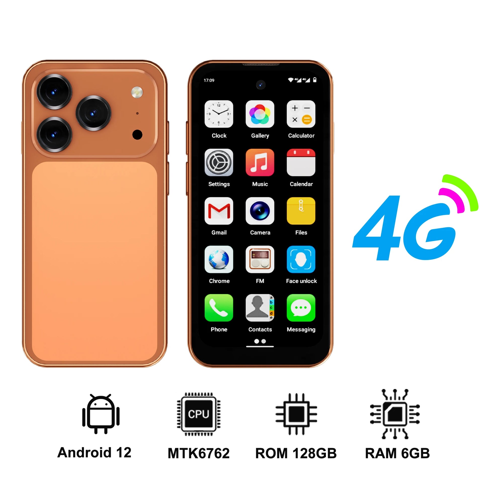 SERVO 19 Air 4G LTE Mini Smartphone Android 12.0 System 6GB+128GB Play Store Face Unlock GPS Dual SIM 3.88" Small Smart Phones