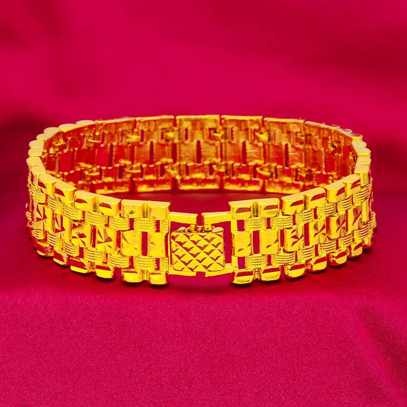 Euro Coin Men's Bracelet, 24K Gold, AU999 | Matte gold lion-engraved coin with distressed chain, rugged for casual wear