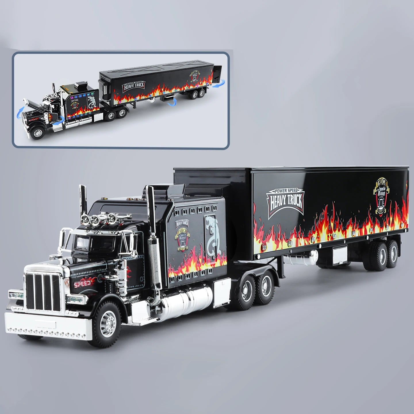 1:24 389 Platform Trailer Container Transport Tow Truck Toy Car For Diecast Vehicle Model Collection Gift Boy
