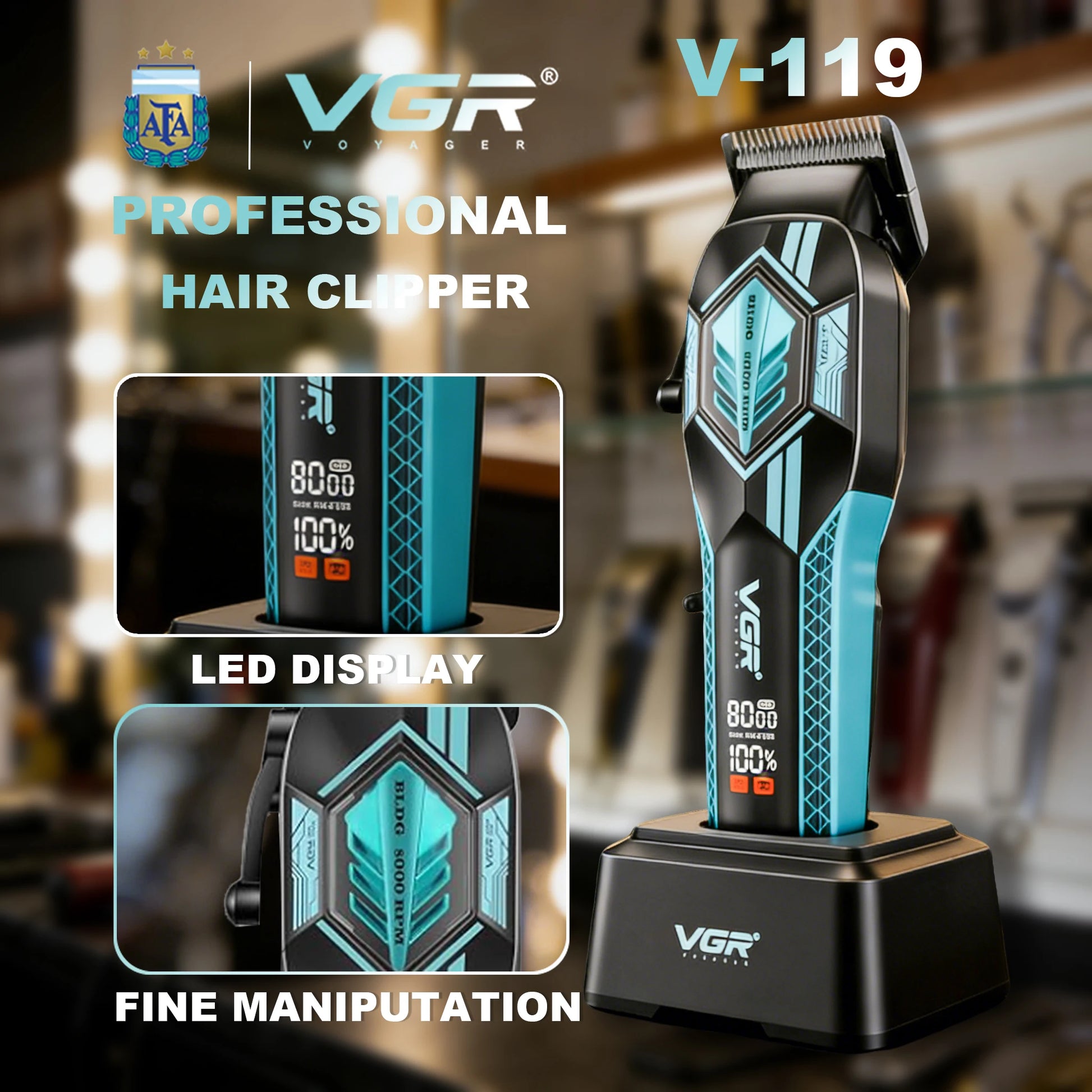 VGR Professional Hair Clippers Rechargeable Hair Trimmer Adjustable Finishing Haircut Machine DLC Blade Clippers For man V-119