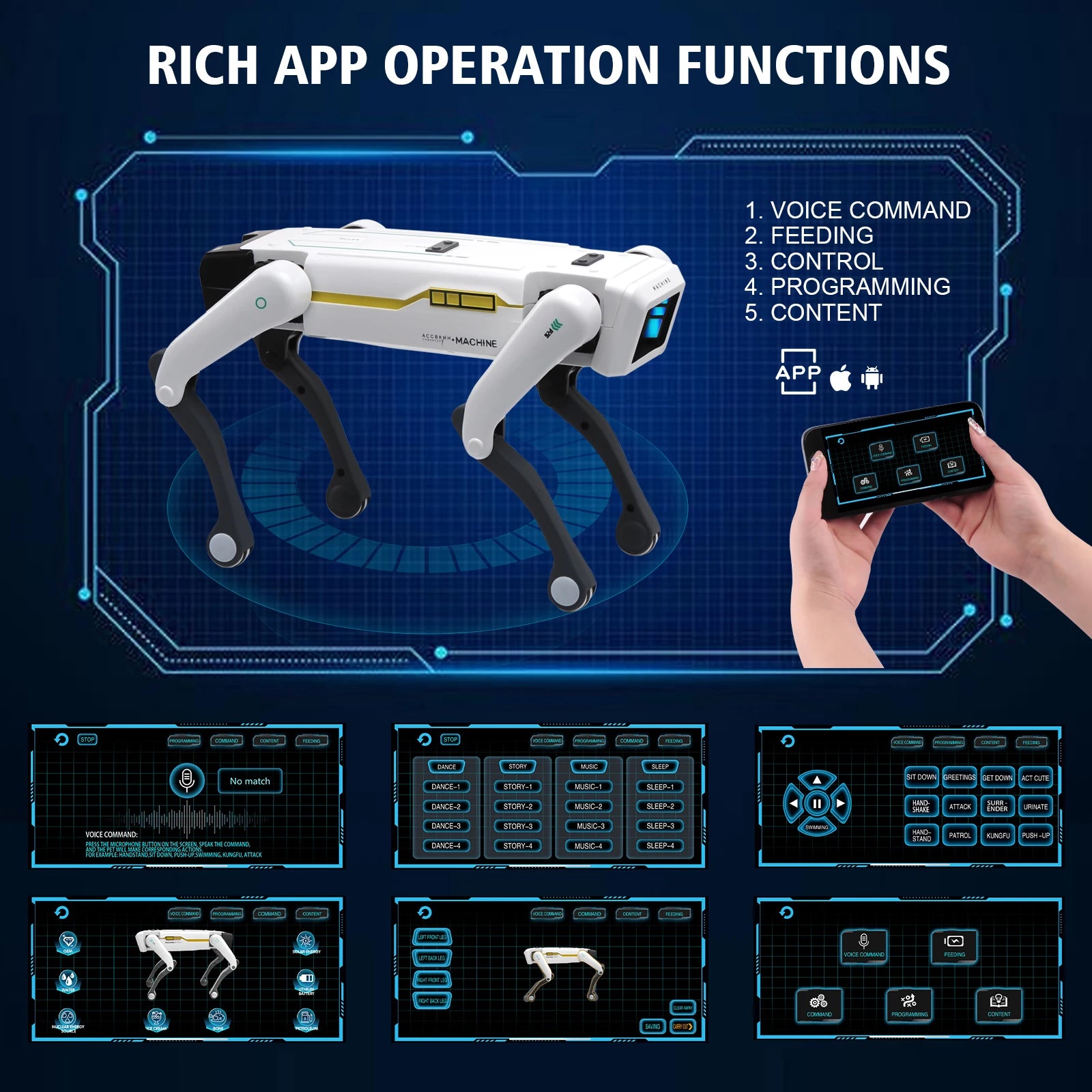 AI Simulation Robot Dog Intelligent Machine Dog Voice Command APP Control Programming Interactive Performs Acrobatics Robot Dog