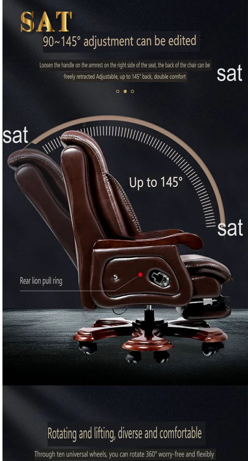 #i Chinese Boss Chair Business leather CEO Office chair with massage pedal, lie down,ergonomics