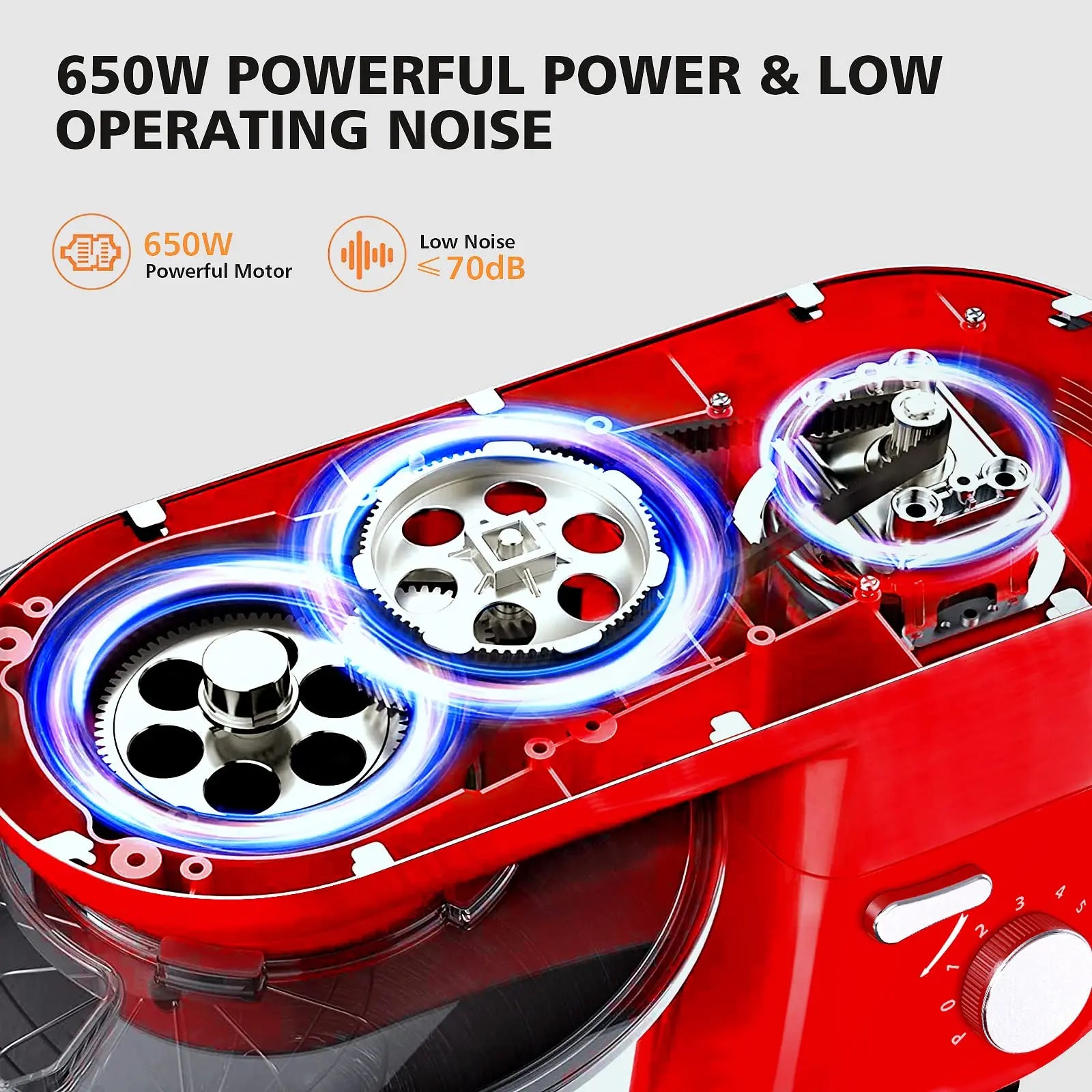 Cheftronic 6 Speed Stand Mixer with 7 Quart Stainless Steel Mixing Bowl,Dough hook, Egg whisk, Kitchen mixer with US Plug