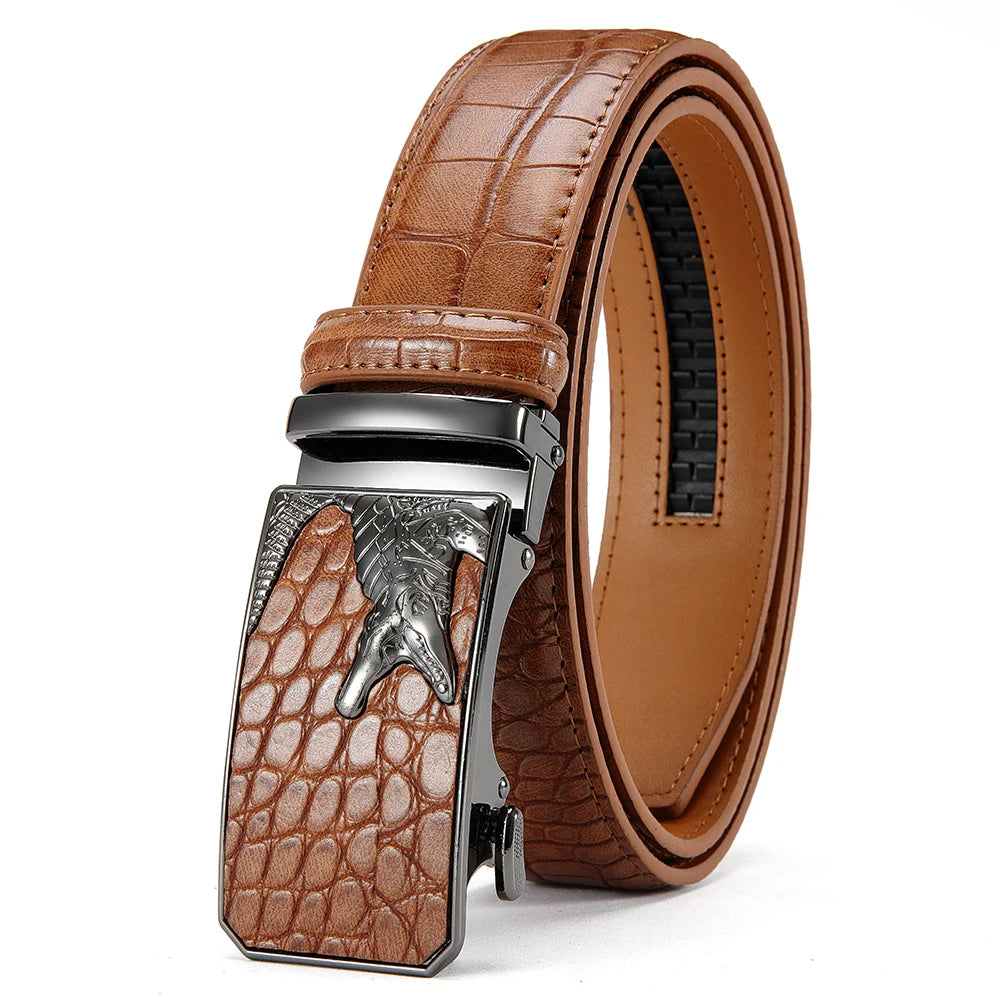 Men's PU Leather Belt Fashion Automatic Buckle Belt for Popular Business High Quality Male Belt
