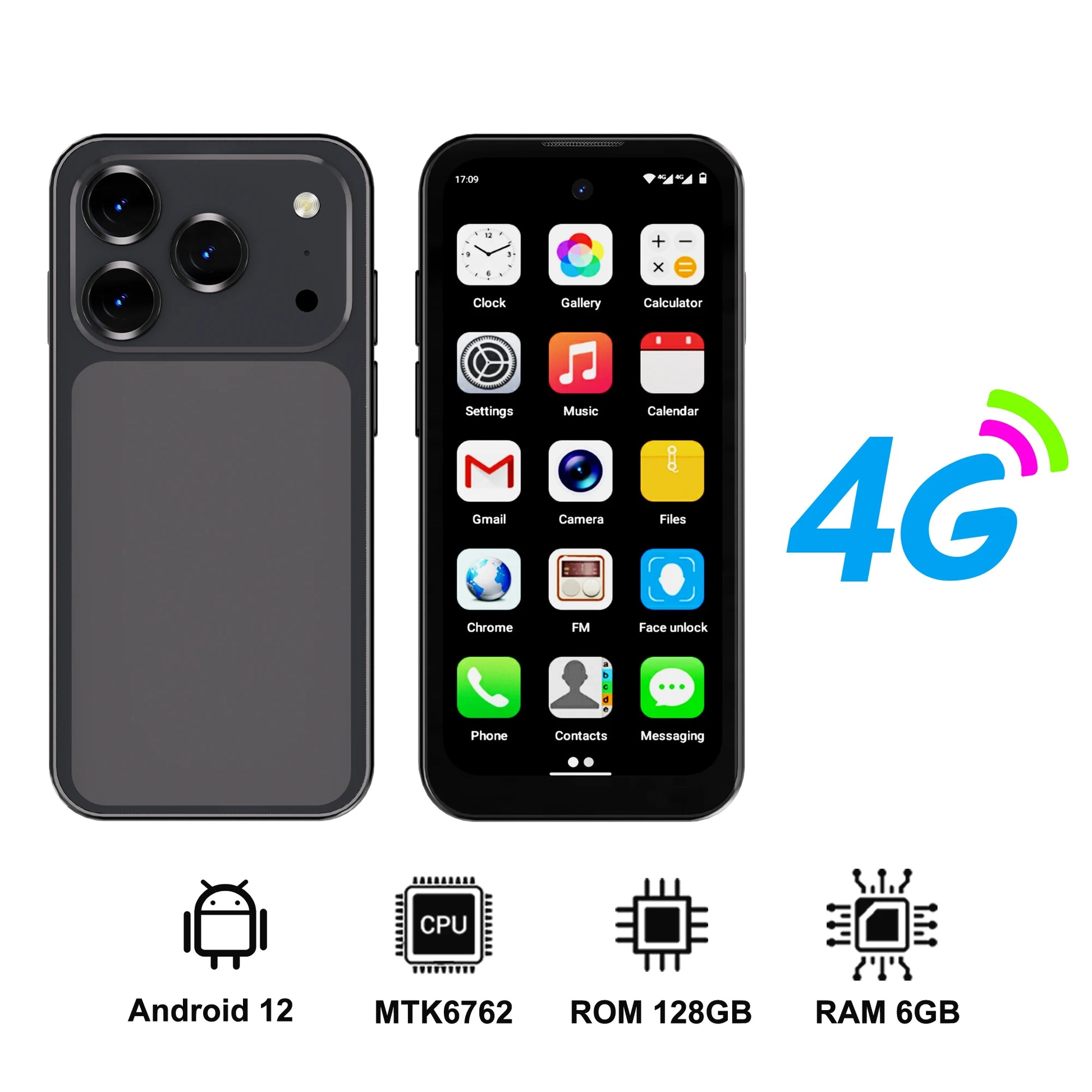 SERVO 19 Air 4G LTE Mini Smartphone Android 12.0 System 6GB+128GB Play Store Face Unlock GPS Dual SIM 3.88" Small Smart Phones