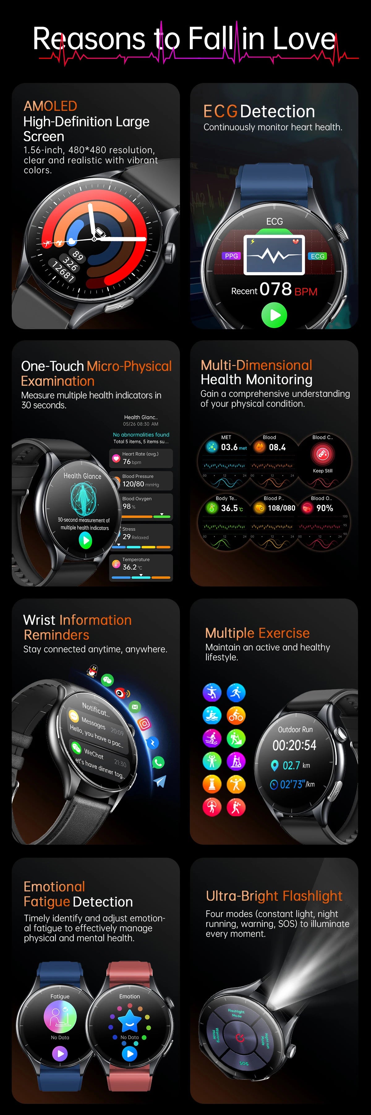 2025New Health Monitoring Uric Acid Blood Pressure Blood oxygen Body Analysis Smart Watch ECG+PPG Clock Smartwatches Men For IOS