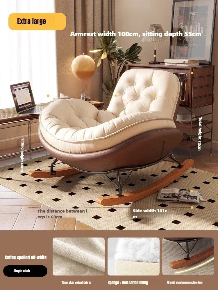 Lazy Sofa Rocking Chair Bedroom Lounge Chair Carefree Adult Living Room Single Balcony Leisure Rocking Chair Recliner Chairs