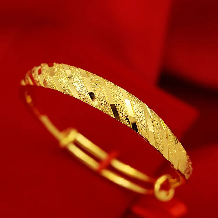 24k Gold 9999 Round Star Bracelet Gold Push-pull Star Imitation Gold Bracelet Hand Decoration Fine Jewelry Bangles