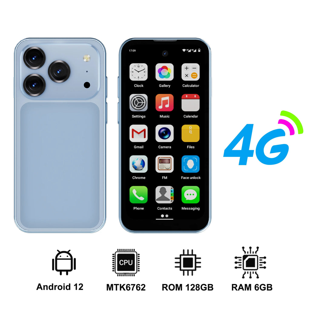 SERVO 19 Air 4G LTE Mini Smartphone Android 12.0 System 6GB+128GB Play Store Face Unlock GPS Dual SIM 3.88" Small Smart Phones