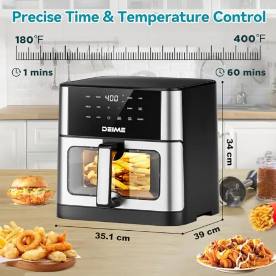 10.2 QT 1700W Large Ccity Air Fryer Oilless Healthy Cooker with 10 Preset Functions Non-Stick Basket Visual Cooking Window for