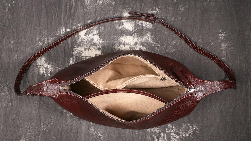 LUOKIR New Women's Genuine Leather Shoulder Bag Fashionable Retro HOBO Bag First Layer Cowhide Crossbody Bag Underarm Bag