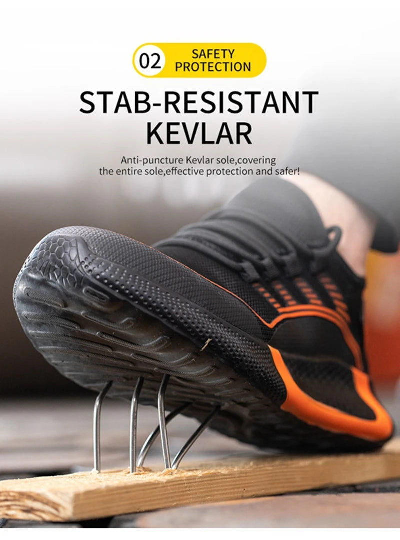 New Breathable Lightweight Work Shoes Comfortable Soft Safety Shoes European Standard Safety Shoes Sport Safety Steel-Toed Shoes