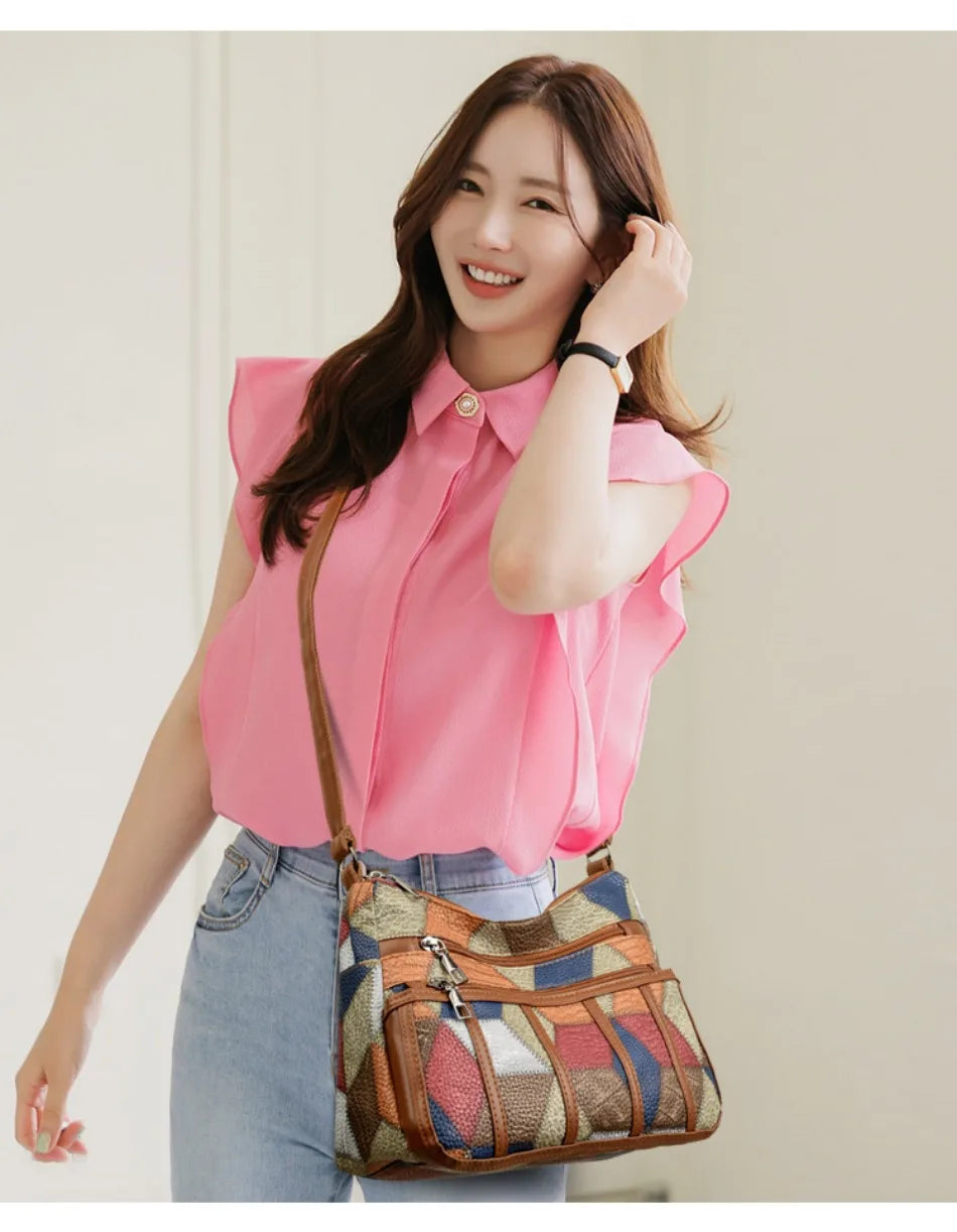 Soft Leather Purses and Handbags Casual Shoulder Crossbody Bags for Women 2024 Vintage Multi-pocket Ladies Messenger Bags Design