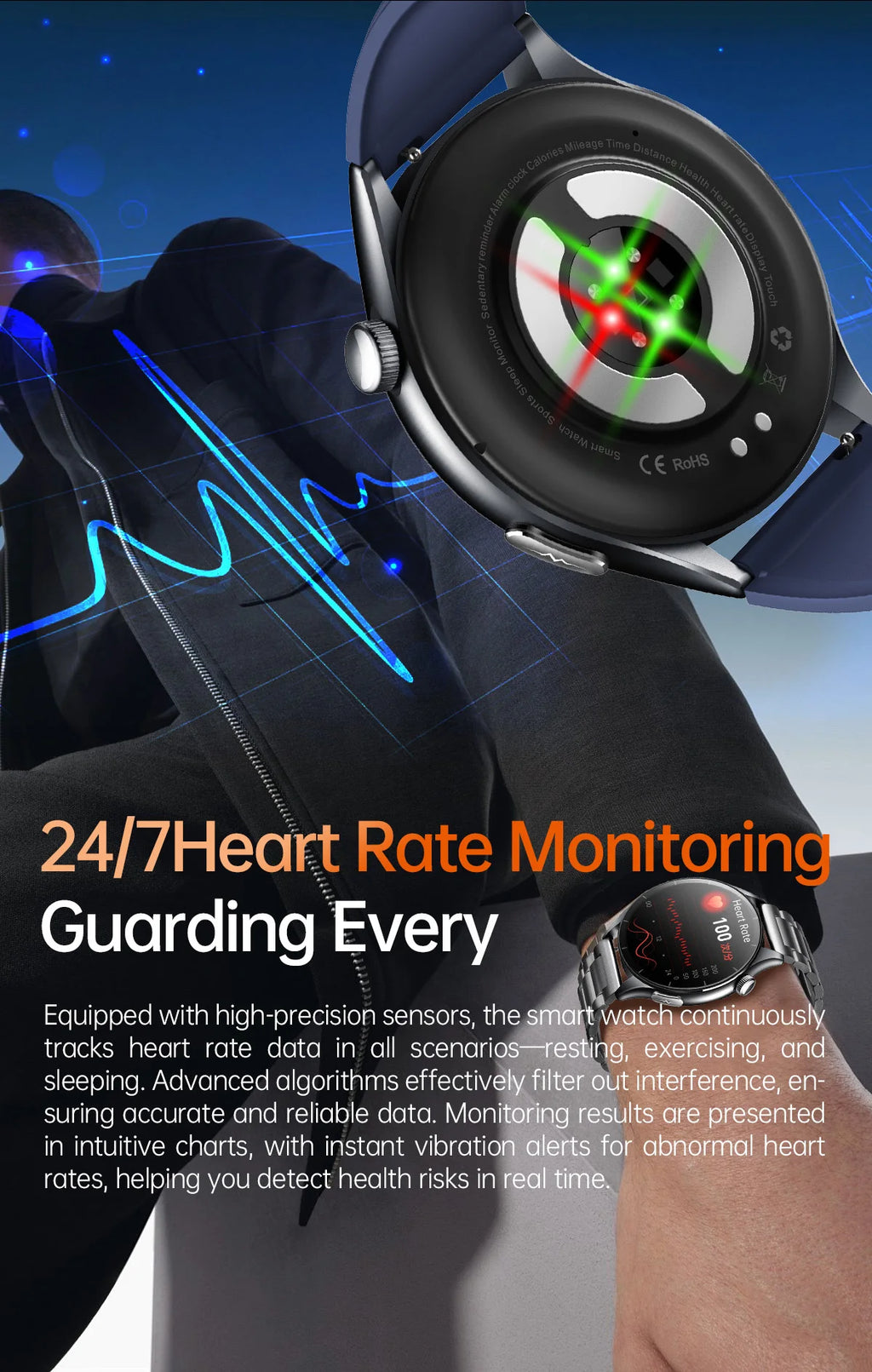 2025New Health Monitoring Uric Acid Blood Pressure Blood oxygen Body Analysis Smart Watch ECG+PPG Clock Smartwatches Men For IOS