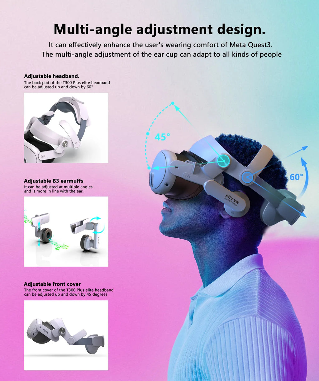 T300 Adjustable VR Head Strap For Meta Quest 3 Improve Comfortable Elite Replacement Headwear For Quest 3 Accessories