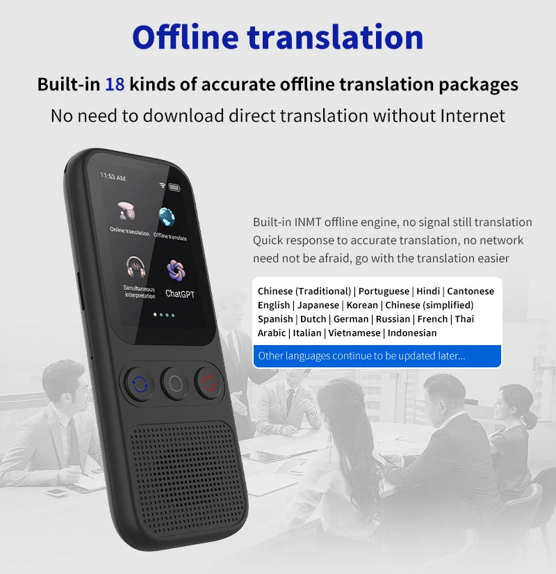 Language Translator Device Portable Translator 148 Languages Real-time Recording Translation WIFI Ai ChatGPT Translate Machine
