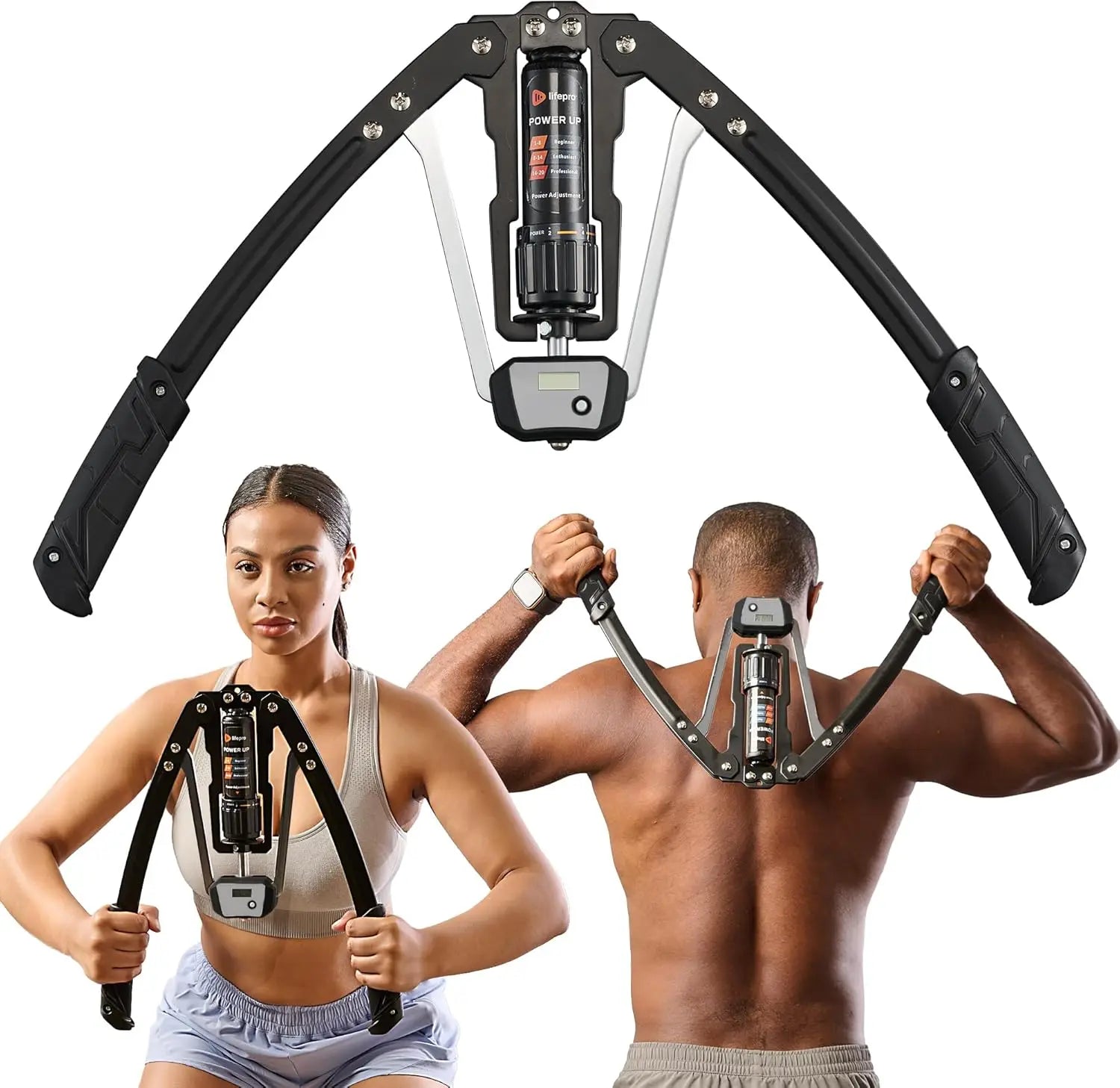 Hydraulic Power Chest Expander and Arm Twister Trainer Exerciser-Adjustable 22-440lb Resistance,Smart Counter-Workout Equipment