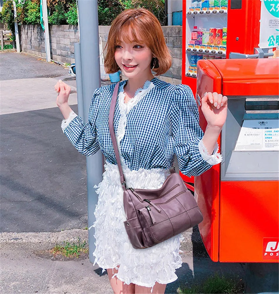 2 Layers Genuine Brand Leather Shoulder Messenger Luxury Handbags Women Bags Designer High Quality Crossbody Bags for Women Sac