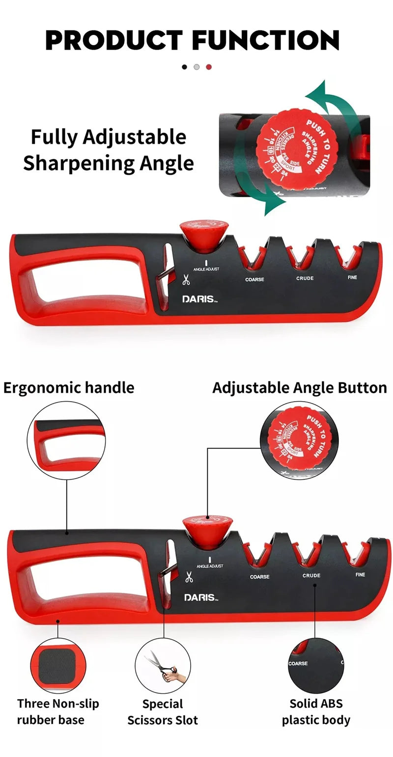 Knife Sharpener 5 in 1 Adjustable Angle Kitchen Grinding Machine Professional Knife Scissors Sharpening Tools with cut resistant