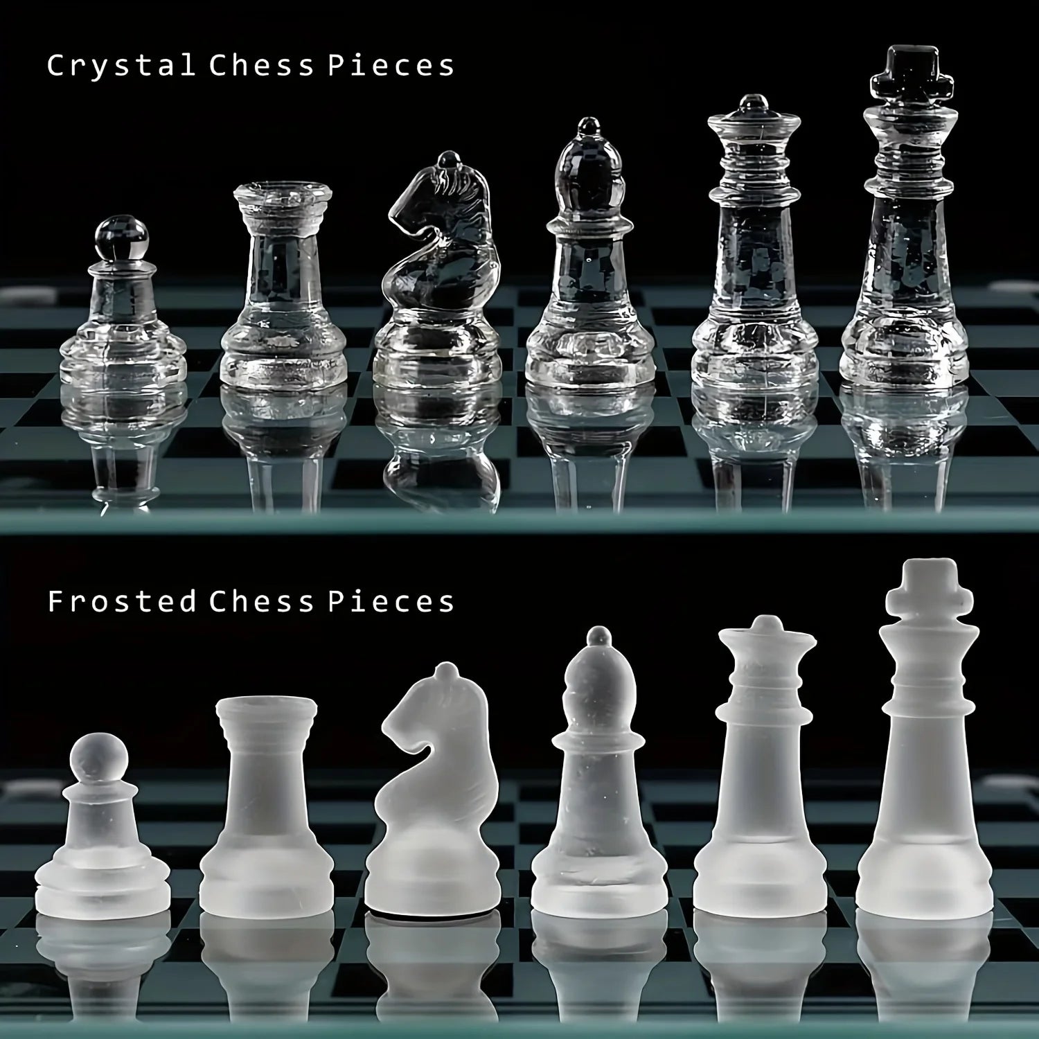 Deluxe Glass Set, 10 Inch Board Game Pieces, Elegant Home Decor, High-Quality And Enthusiasts, Adult Chess Set