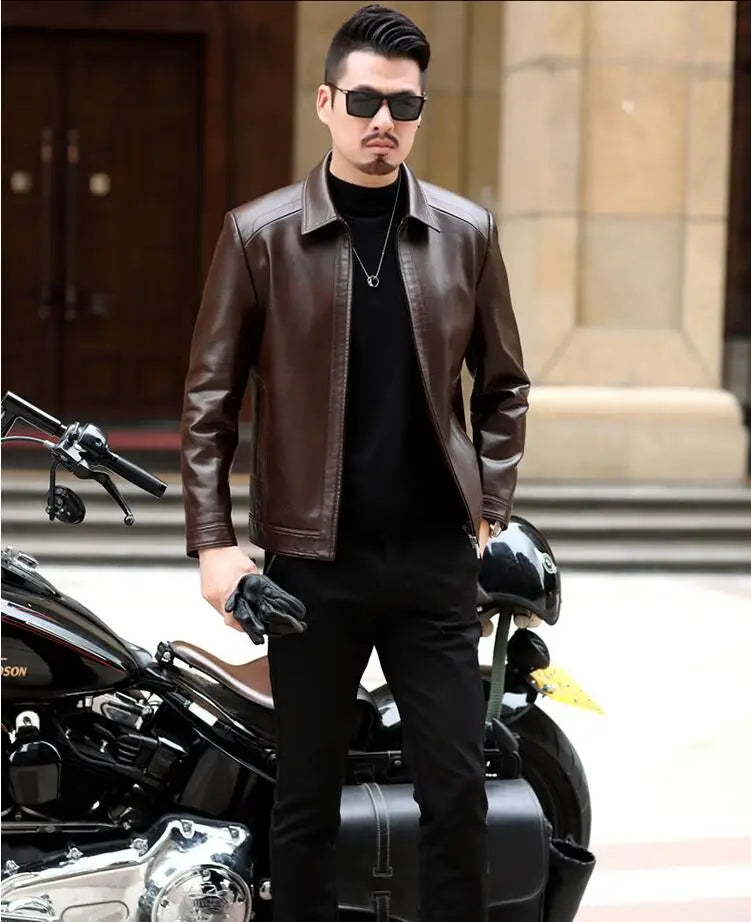 Men's Leather Jacket Man Real Leather Coat Male Leather Clothing Fashion Leather Jacket Genuine Leather Motorcycle Jacket