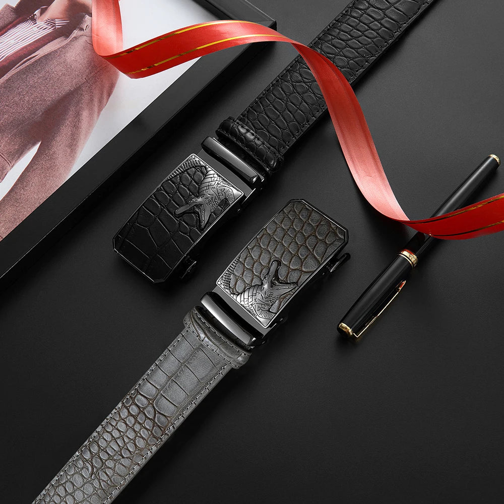 Men's PU Leather Belt Fashion Automatic Buckle Belt for Popular Business High Quality Male Belt