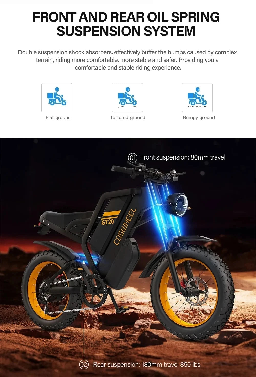Coswheel Electric bike Dual Motor GT20 Pro/GT20 3000W 48V 40AH Mountain bikes Electric Off Road Bike Fat Tires Motorcycle Ebike