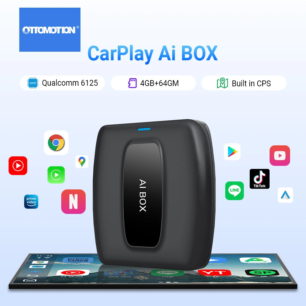 New CarPlay Ai Box for Youtube Netflix Spotify Wireless Adapter for Car Play Android Auto Navigation Music Car Accessories
