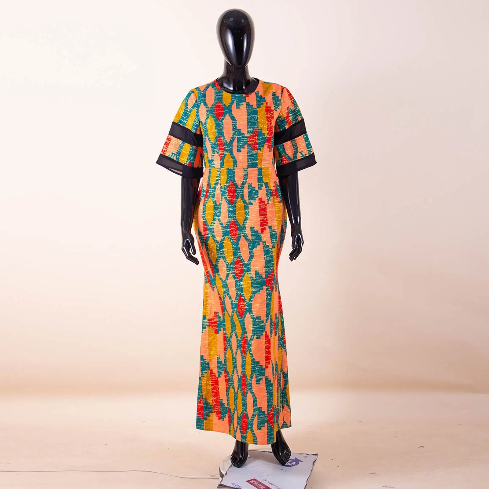 Women`s African Print Half Sleeve Dashiki Maxi Bodycon Dress Dashiki Ankara Party Dresses for Women Wax Batik AFRIPRIDE A1925049