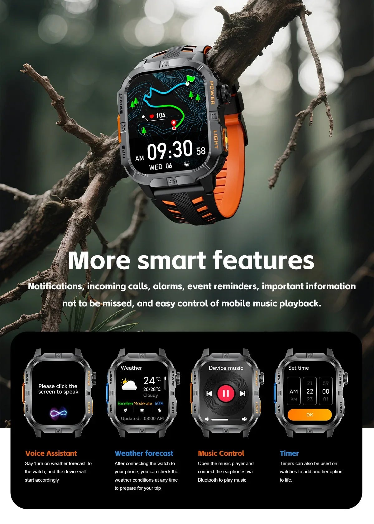 2026New GPS Outdoor Smart Watch Men Women Compass Altimeter Barometer Waterproof Bluetooth Call Sports Smartwatch 540mAh Battery