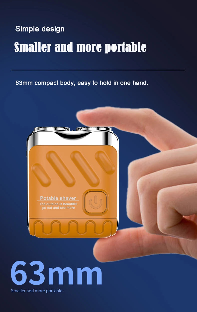Mini Shaver On-The-Go, Portable Electric Shaver for Men, Dry Shave, USB-C，IPX7 Waterproof Easy Cleaning, Battery Indicator