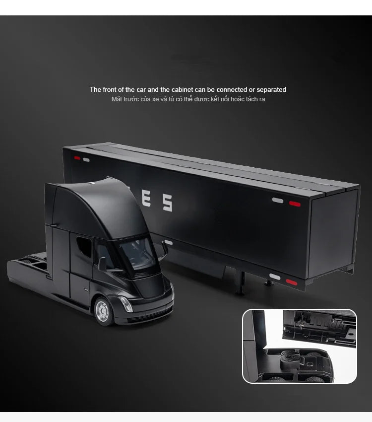 1:32 Semi Alloy Electric Semi Trailer Truck Head Car Model Diecast Container Transport Truck Vehicles Car Model Sound Light Toys