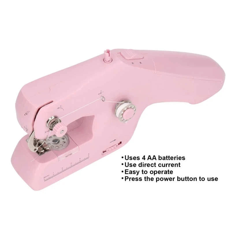 Sewing Machine Household Mini Handheld Portable Electric Two-wire Sewing Machine Pink White