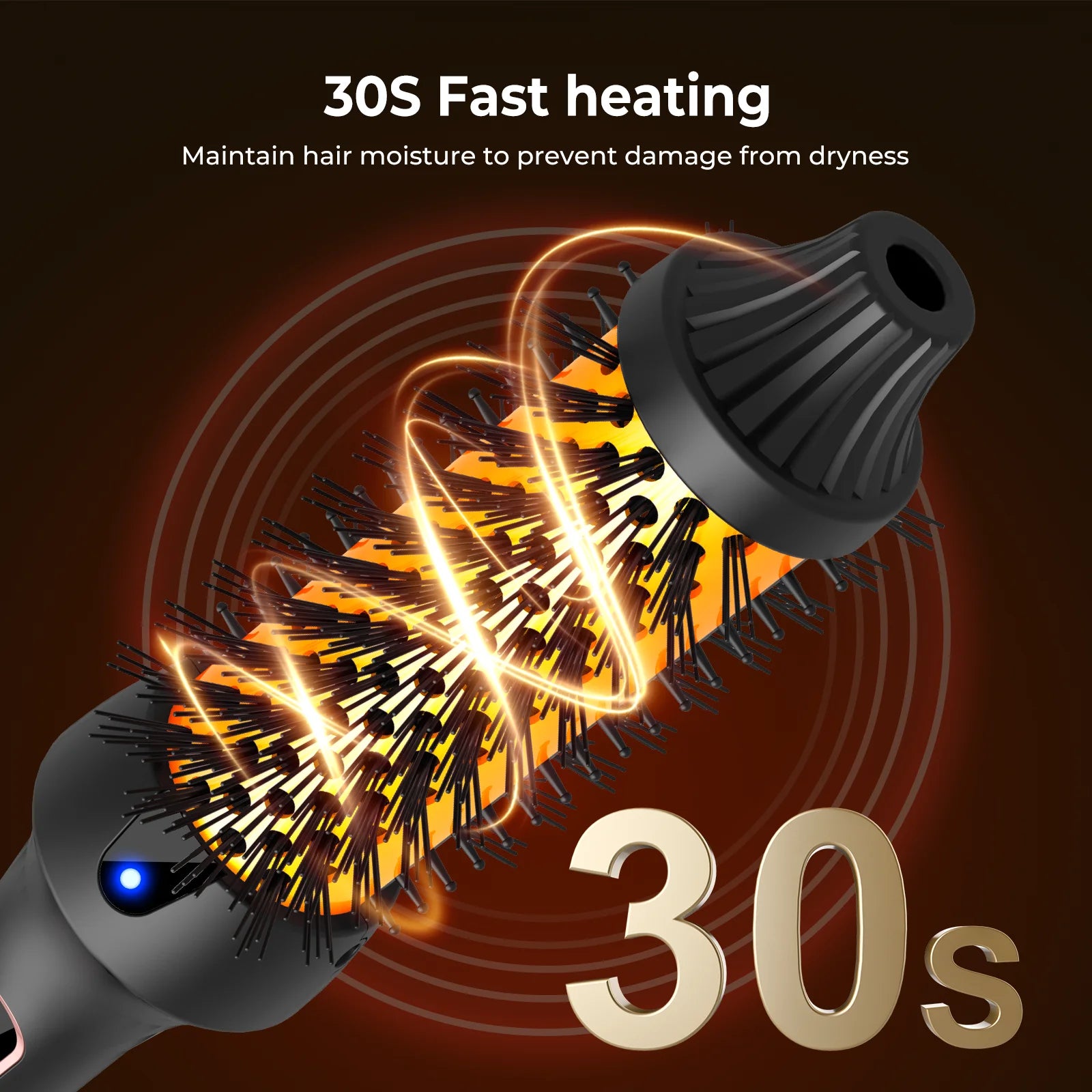 Heating Curling Comb Thermal Brush Professional Styling Round Brush Curling Iron Volumizing Hot Brush Anti Scalding Curling Comb