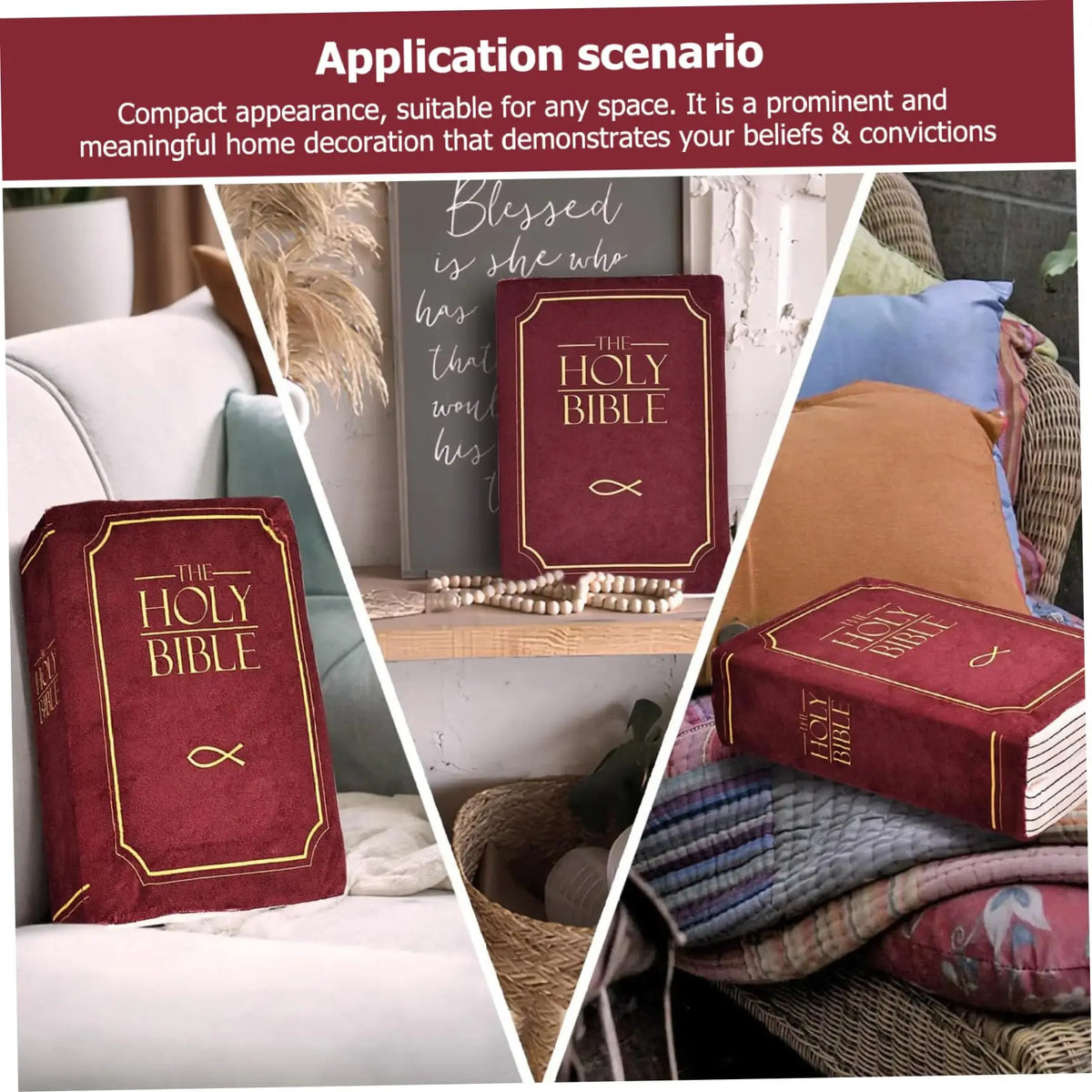Holy Bible Pillow Book Plush Soft Plushies Opens Bible Corinthians 13 Gifts Toys Christian Gifts for Kid Room Decoration